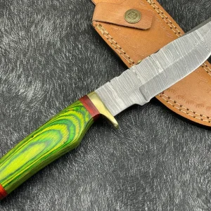 10''Handmade Damascus steel Bowie Knife Skinning Knife BL-1475 WLeather Sheath