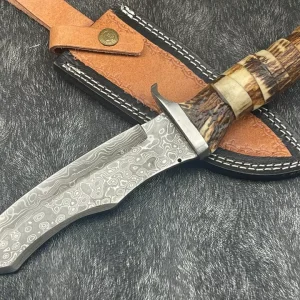 Custom Hand Made 13''Damascs Steel Stag Horn Hunting Camping Knife W/L/S BL-1924