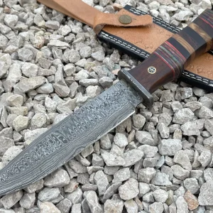 Custom handmade Damascus steel 12''Hunting Bowie Knife BL-2337 W/ Leather Sheath