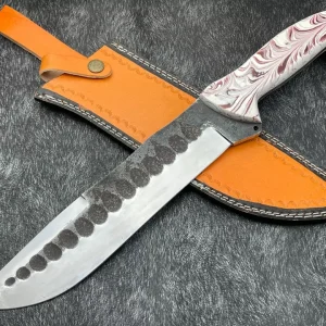 Unique Hand Forged Carbon Steel Blade 16'Camping Hunting & Bowie Knife W/Sheath